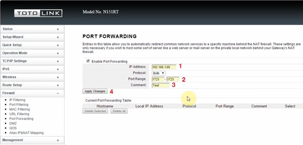 Hướng dẫn NAT port camera modem totolink